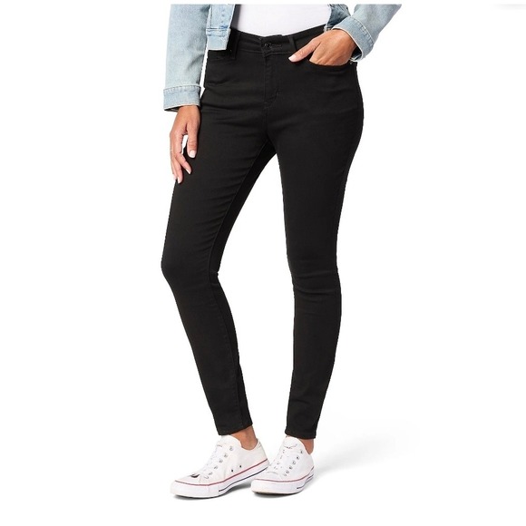 Signature by Levi Strauss & Co. Denim - Signature by Levi Strauss Mid Rise Skinny Jeans Womens 10L Black Stretch Denim